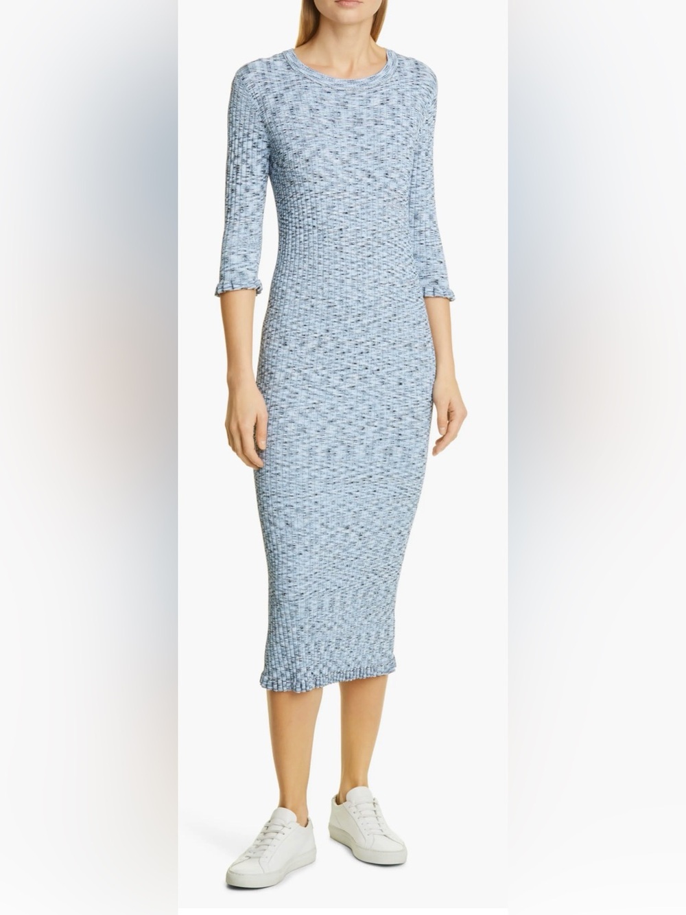 NEW Veronica Beard Richie Rib Three Quarter Sleeve Blue multi Dress sz M